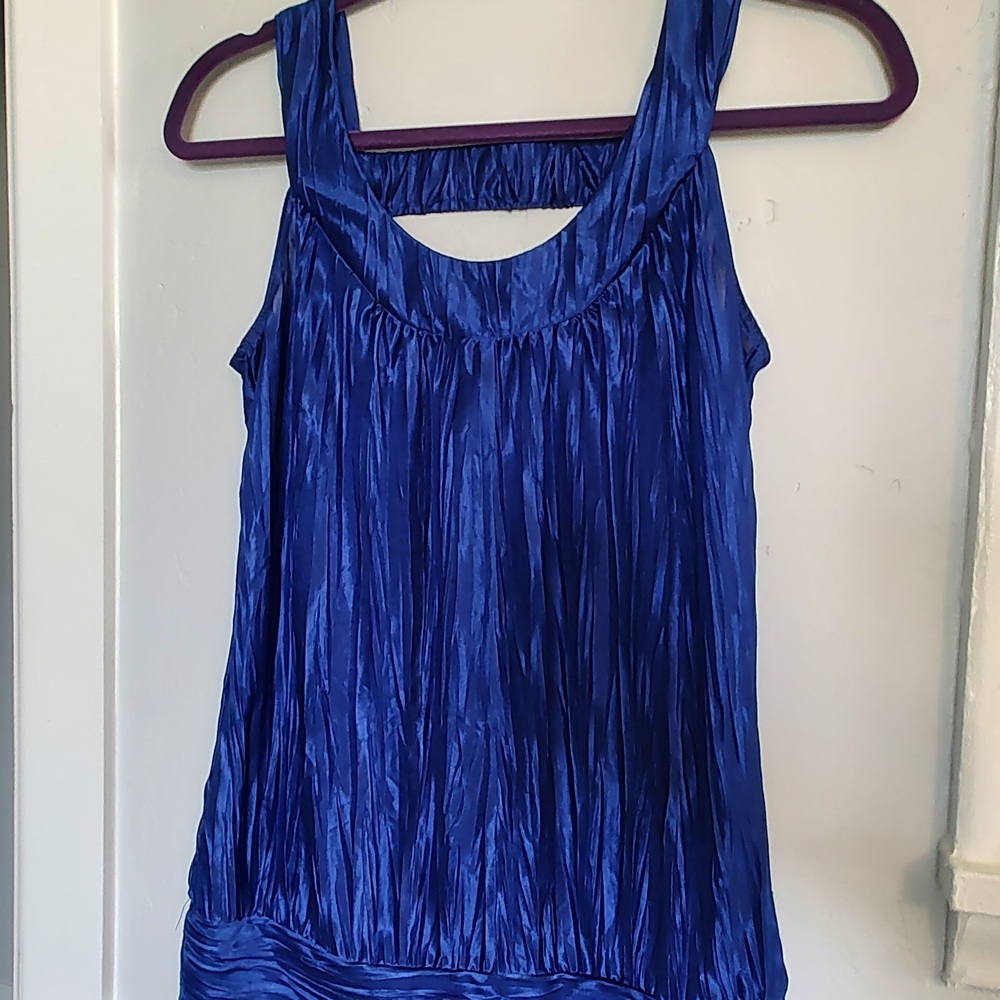 iz Byer Blue Ruched Tank Top Blouse